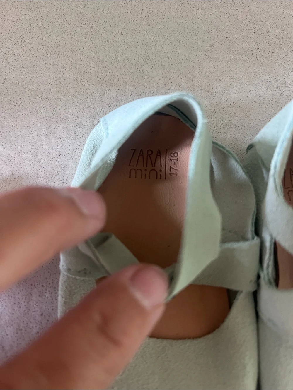 Zara Mint Green Suede Baby Moccasin Sandals